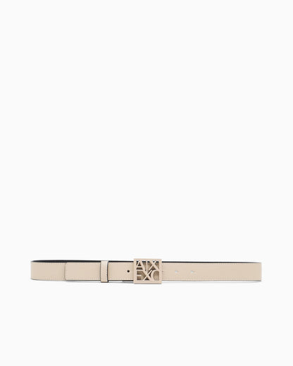 Adjustable belt with matte finish and square cut-out buckle