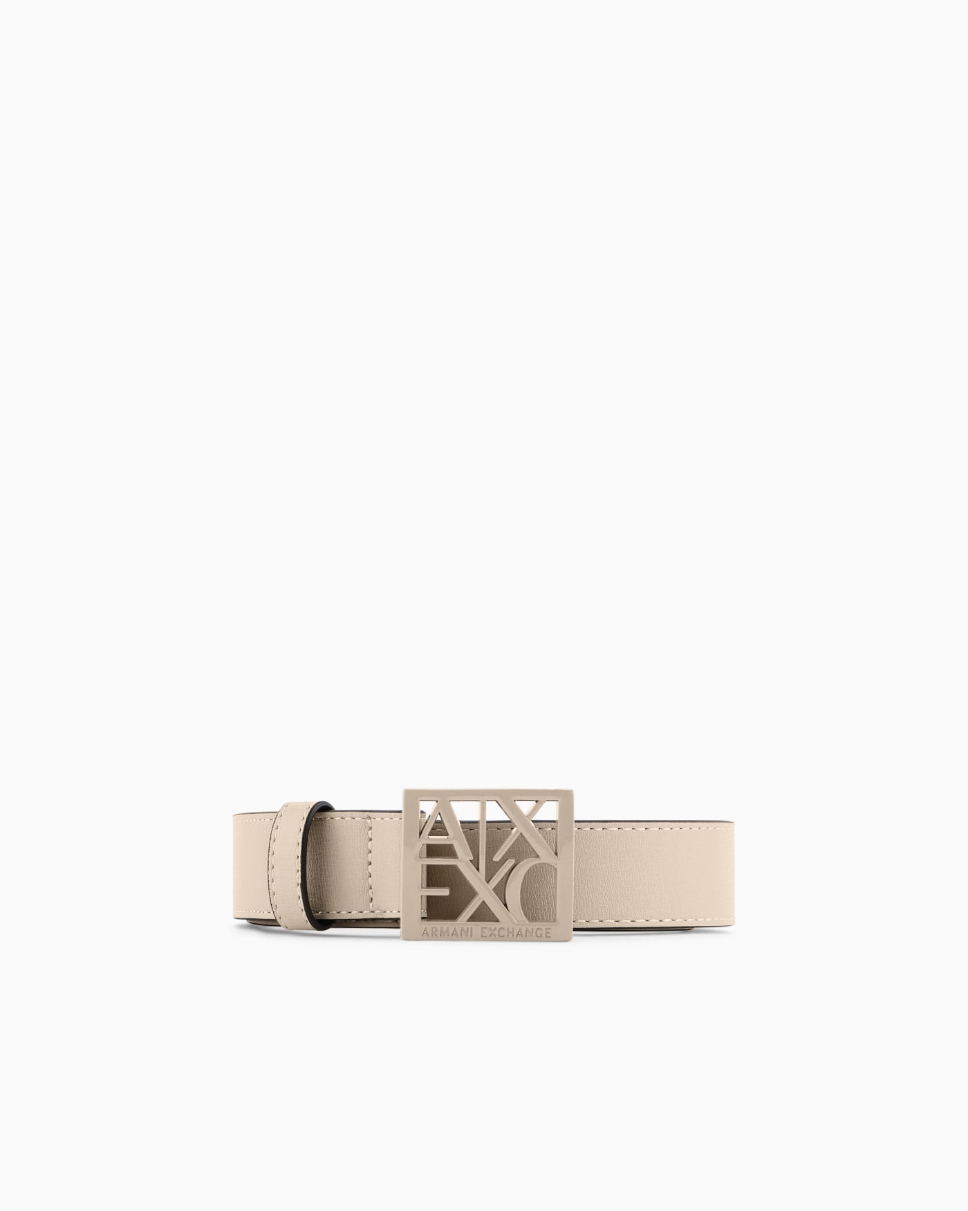 Adjustable belt with matte finish and square cut-out buckle