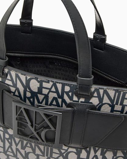 Monogram fabric shopper woman