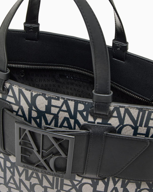 Monogram fabric shopper woman