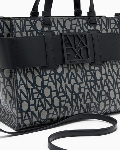 Monogram fabric shopper woman