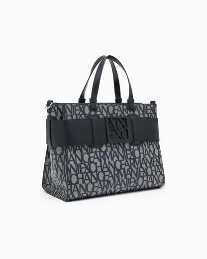Monogram fabric shopper woman