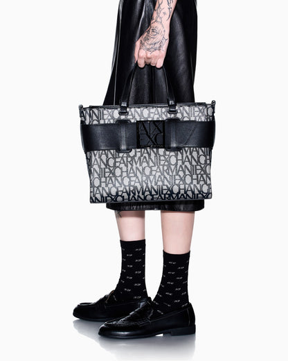Monogram fabric shopper woman