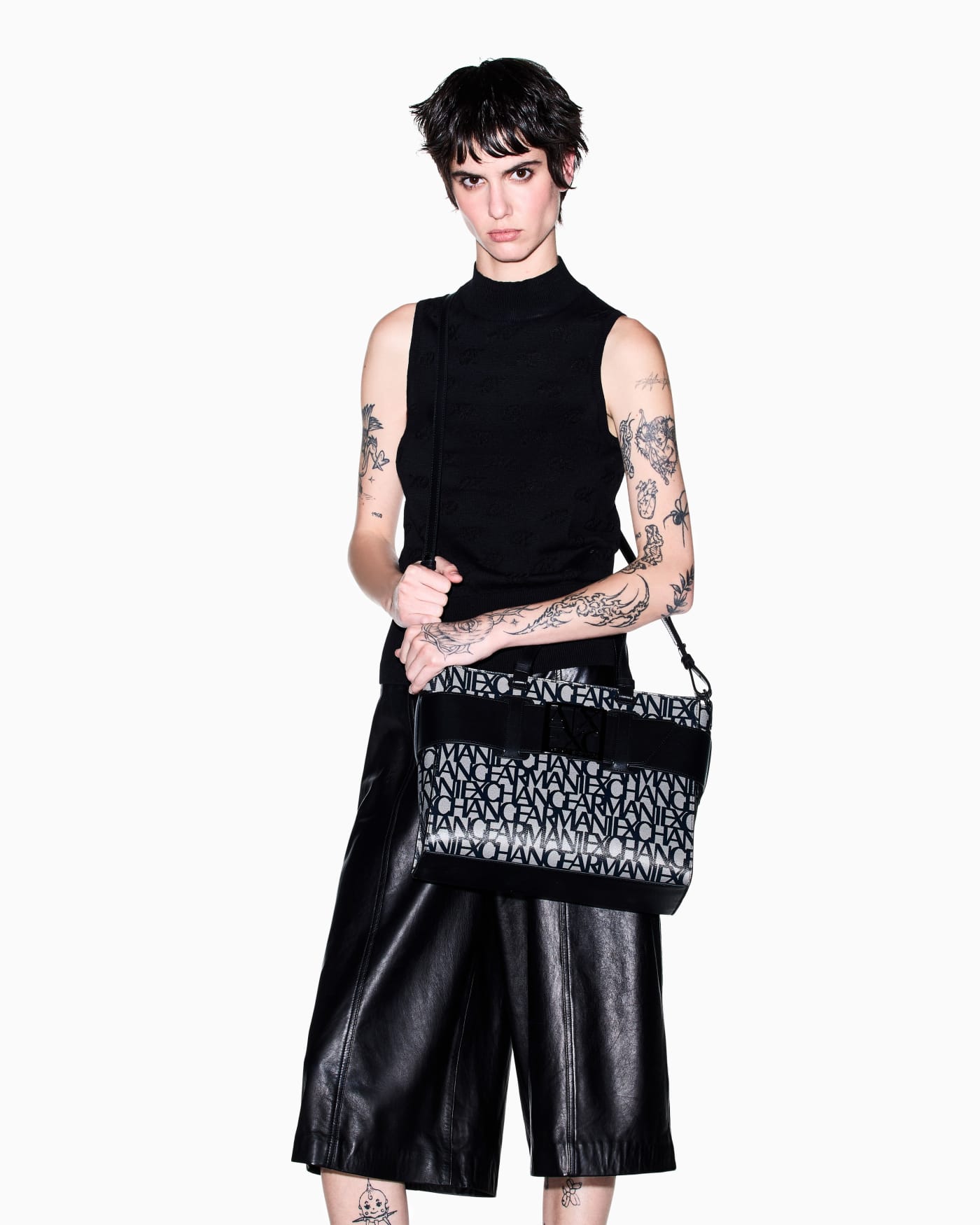 Monogram fabric shopper woman