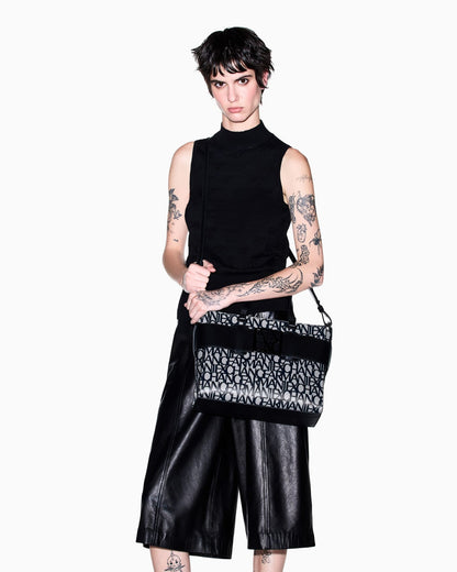 Monogram fabric shopper woman