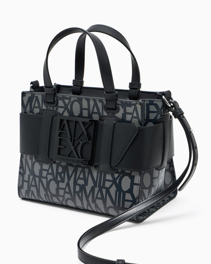 Monogram tote with buckle for woman
