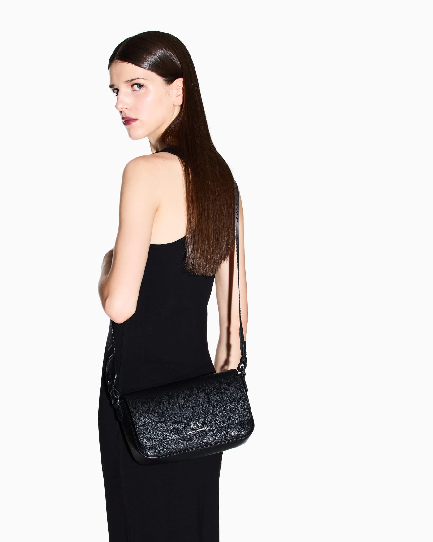 Shoulder bag with pebbled finish for woman