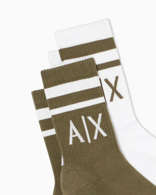 Set of 2 pairs of mixed cotton socks with logo