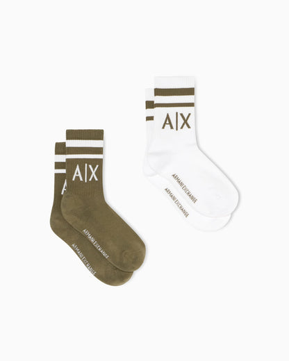 Set of 2 pairs of mixed cotton socks with logo
