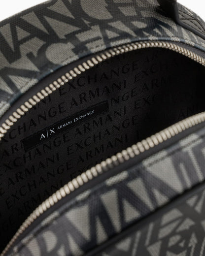 Backpack with contrasting allover logo