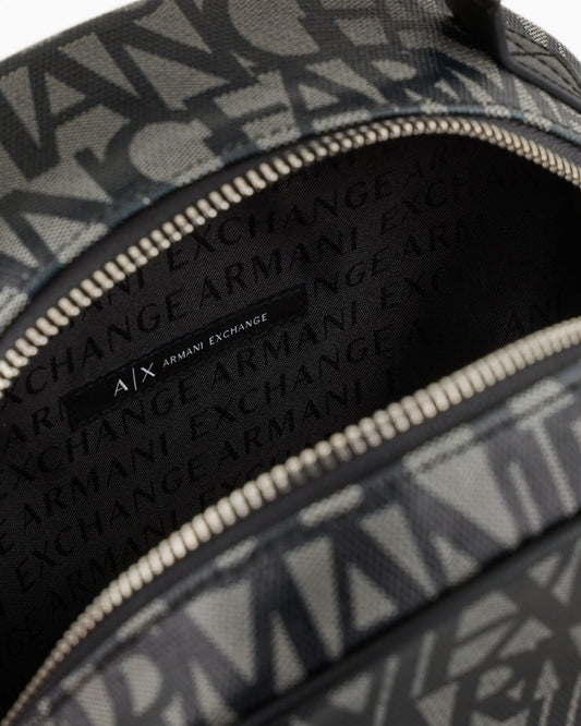 Backpack with contrasting allover logo