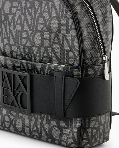 Backpack with contrasting allover logo