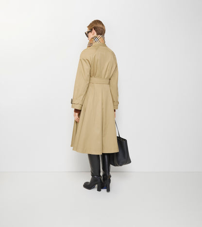 Long Gabardine Ellingham Fit-and-flare Car Coat in Beige