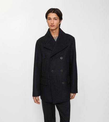 Wool Pea Coat in Navy