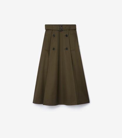 Gabardine Trench Midi Skirt in Clay brown