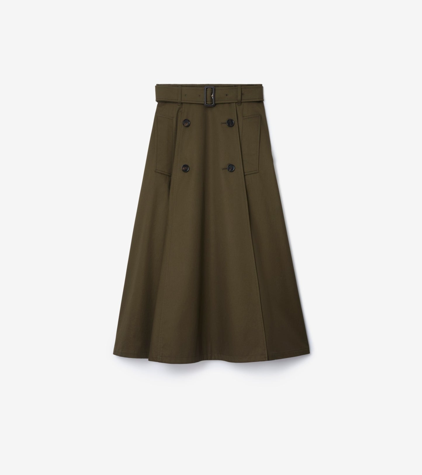 Gabardine Trench Midi Skirt in Juniper green
