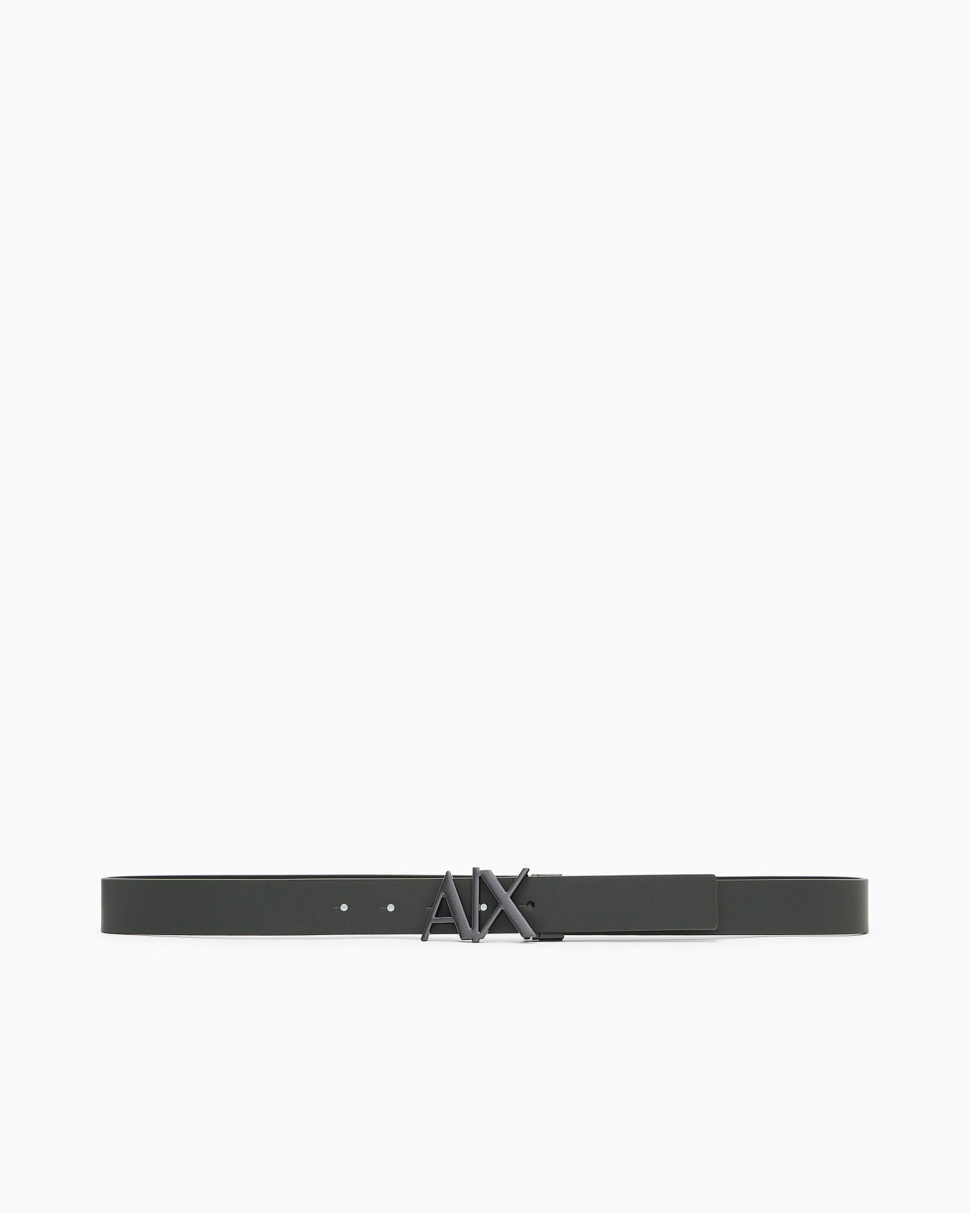 Leather belt with reversible plate buckle