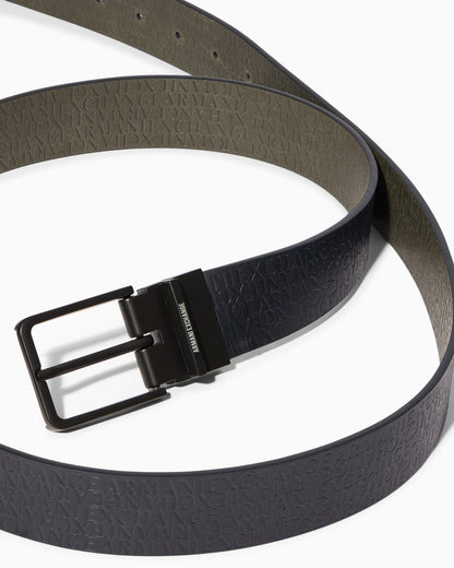 Smooth leather belt with square buckle