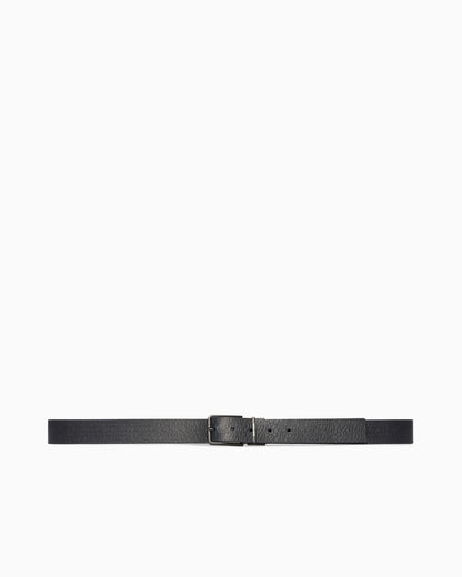 Smooth leather belt with square buckle