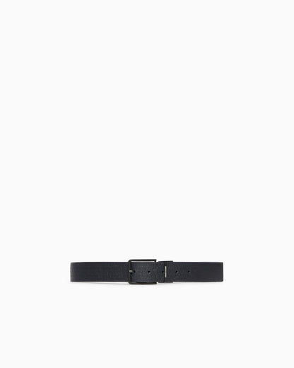 Smooth leather belt with square buckle