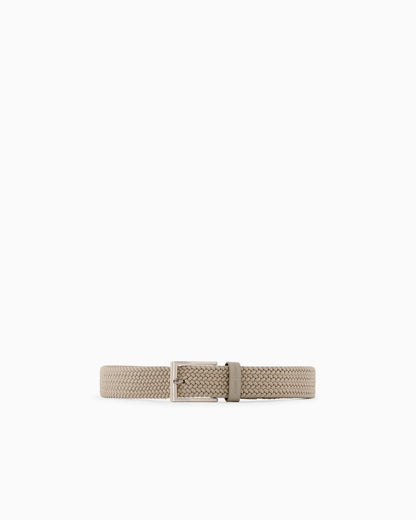 Tongue belt in fabric and leather