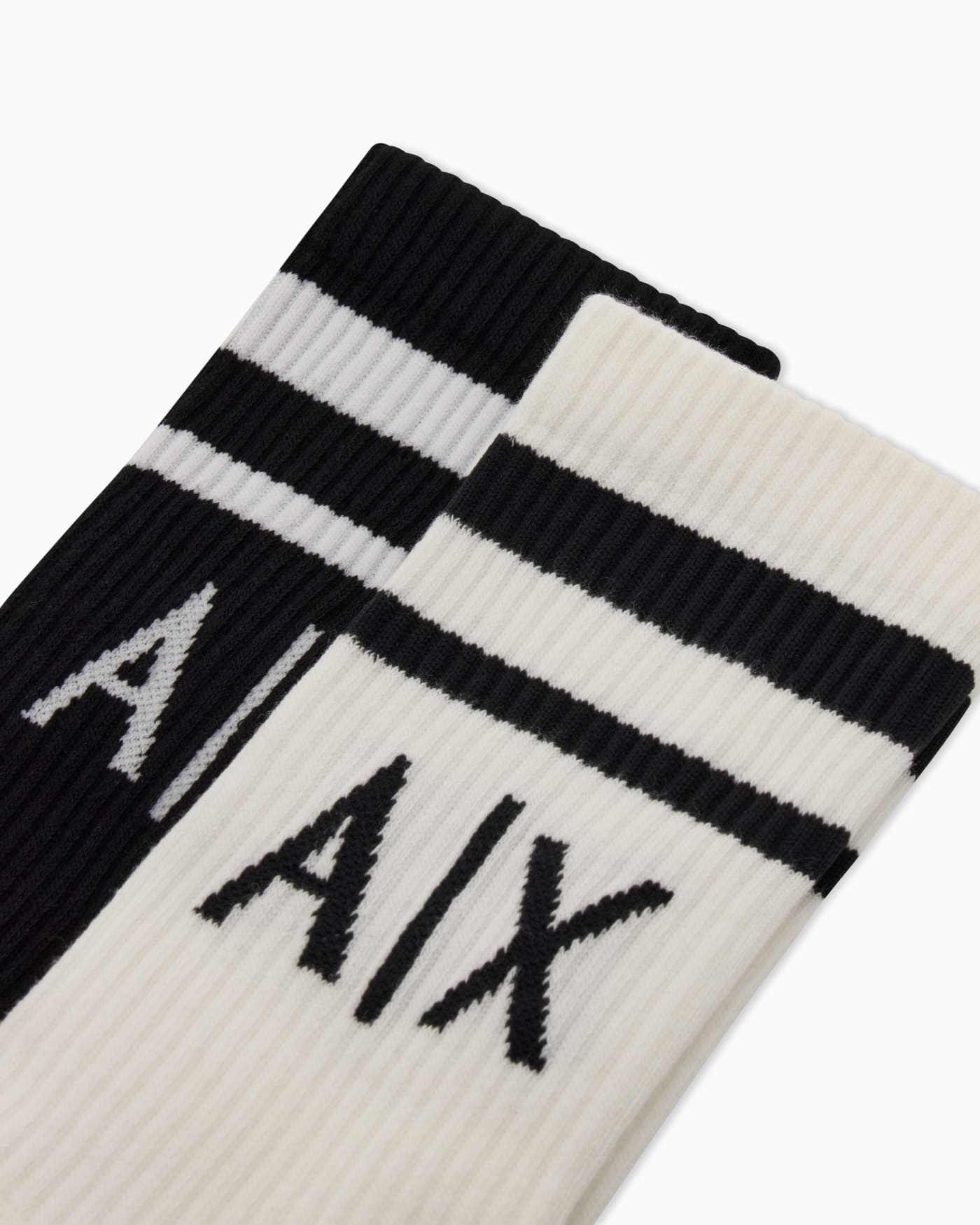 Logo socks striped cushioned crew for man