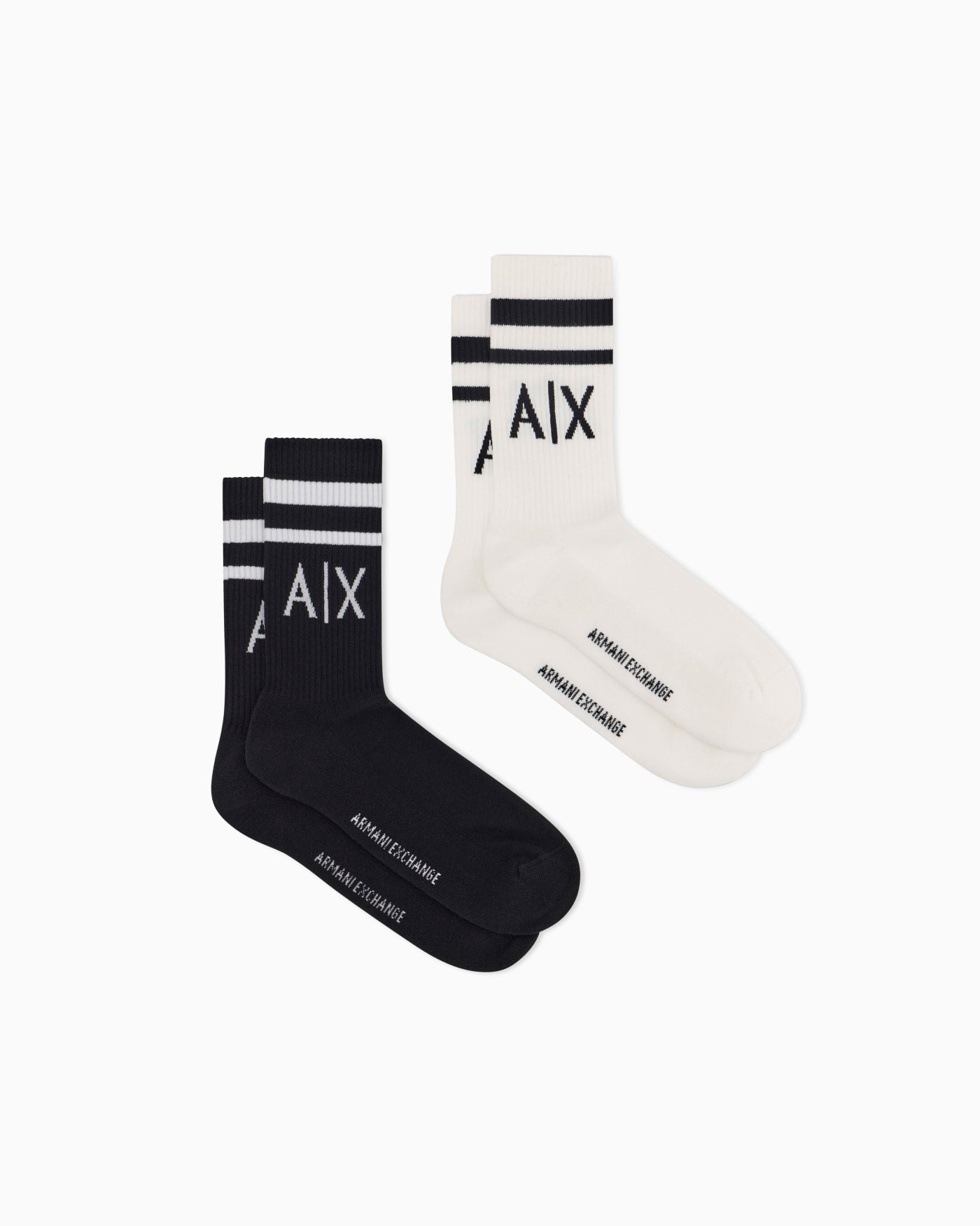 Logo socks striped cushioned crew for man