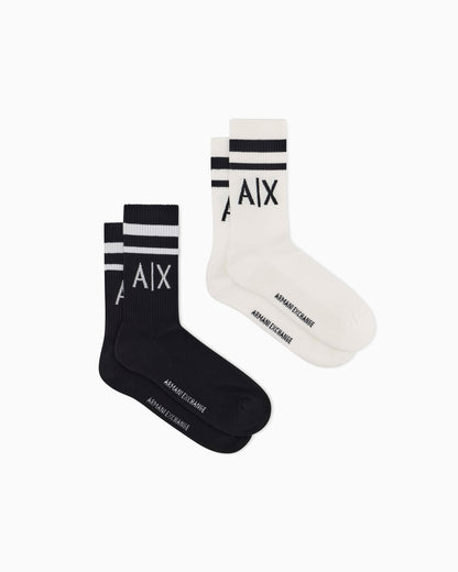Logo socks striped cushioned crew for man