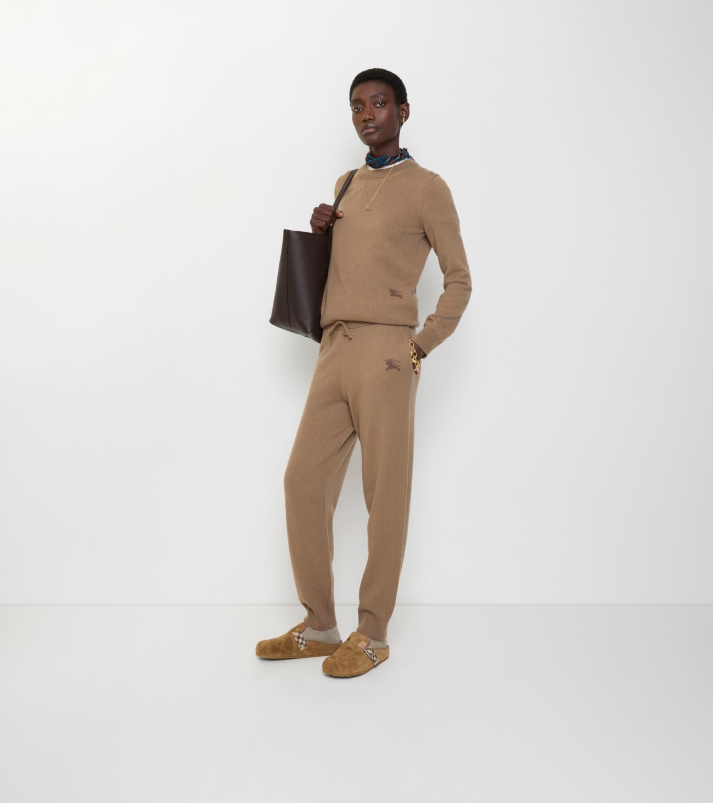 Wool Blend Track Pants in Camel