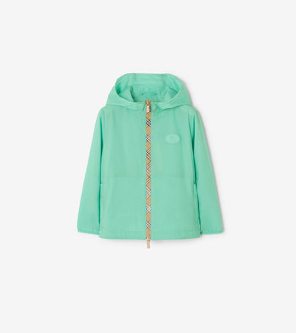 Checker-tape Nylon Hooded Jacket in Vivid lime