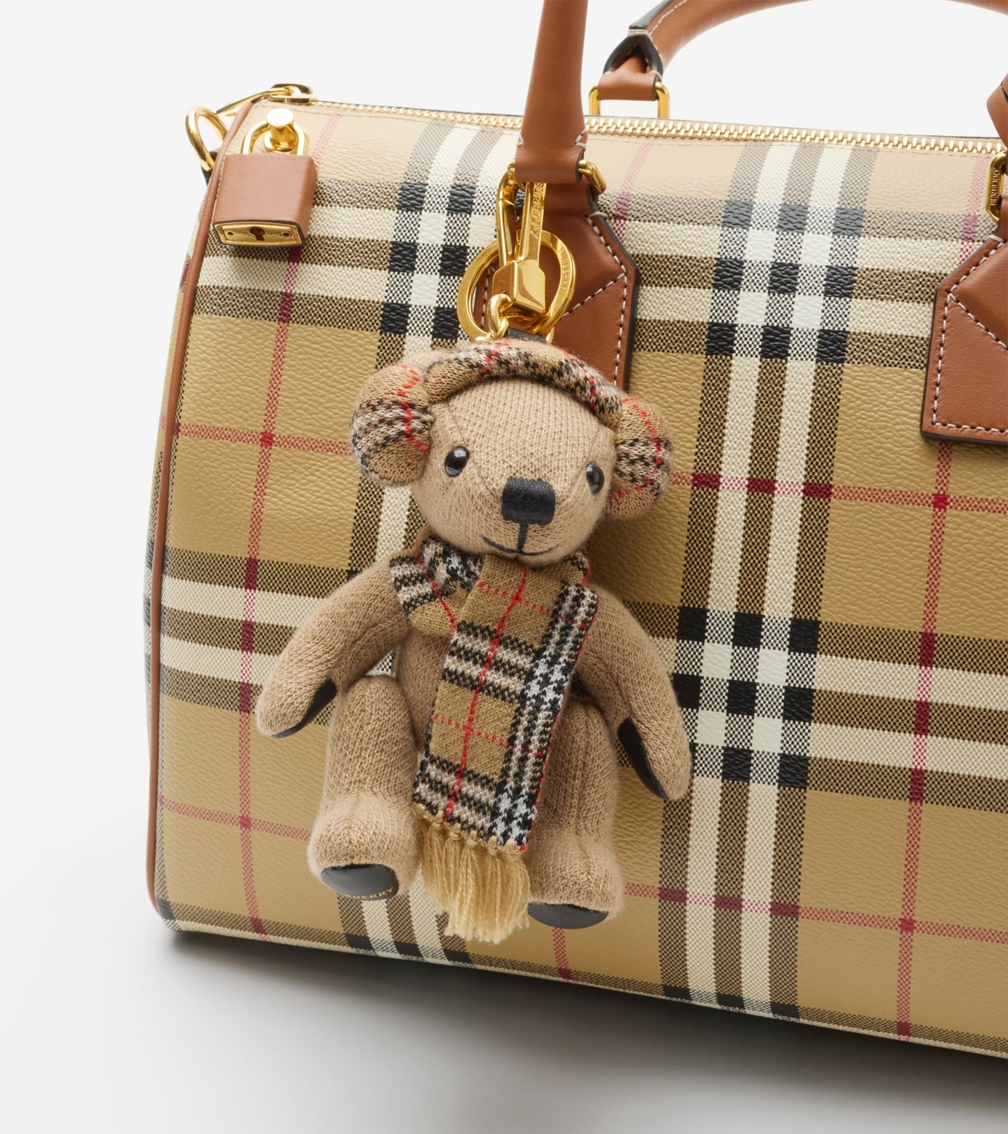 Medium Check Bowling Bag in Archive beige/briar brown