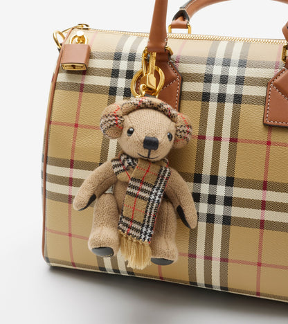 Medium Check Bowling Bag in Archive beige/briar brown