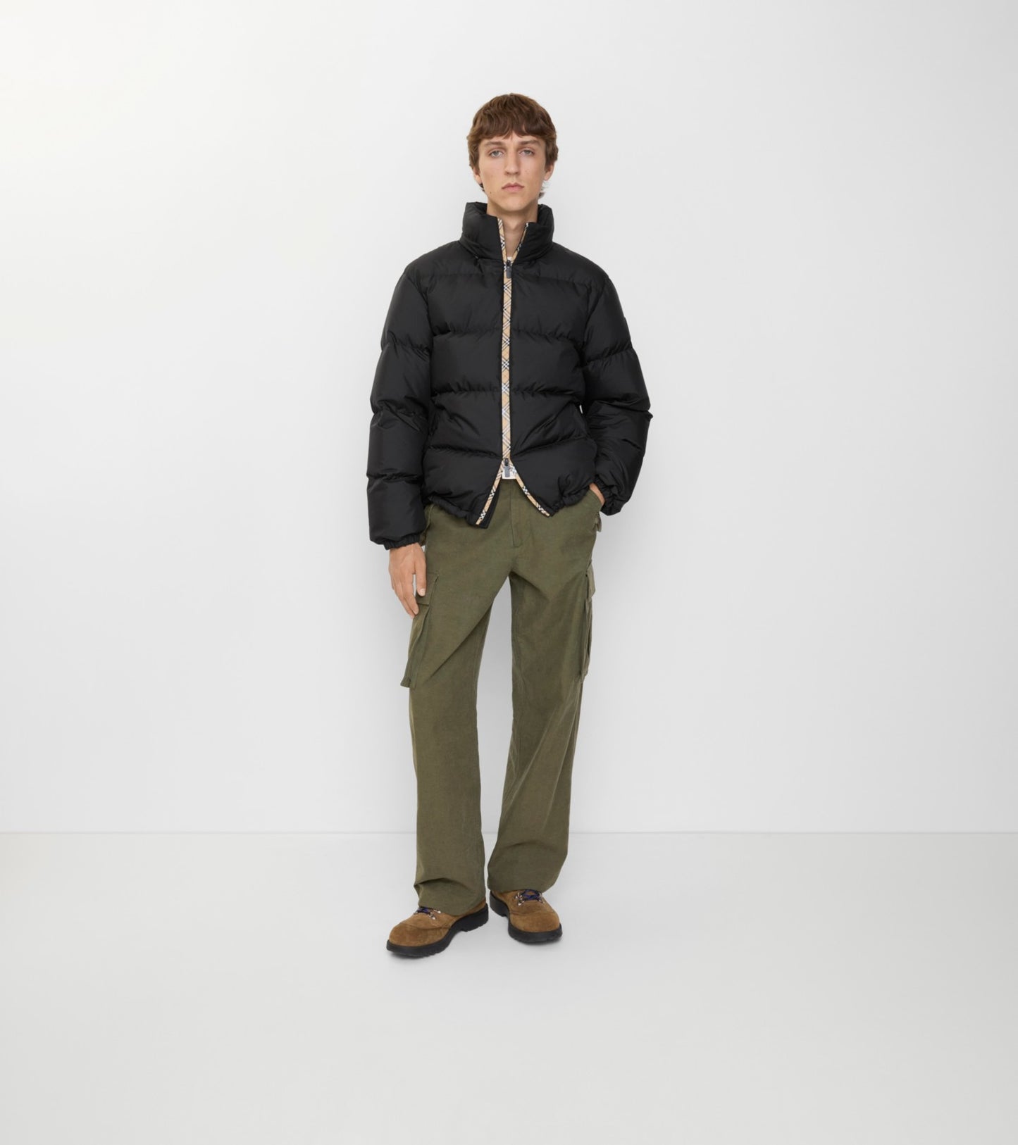 Checker-tape Snowdon Puffer Jacket in Black