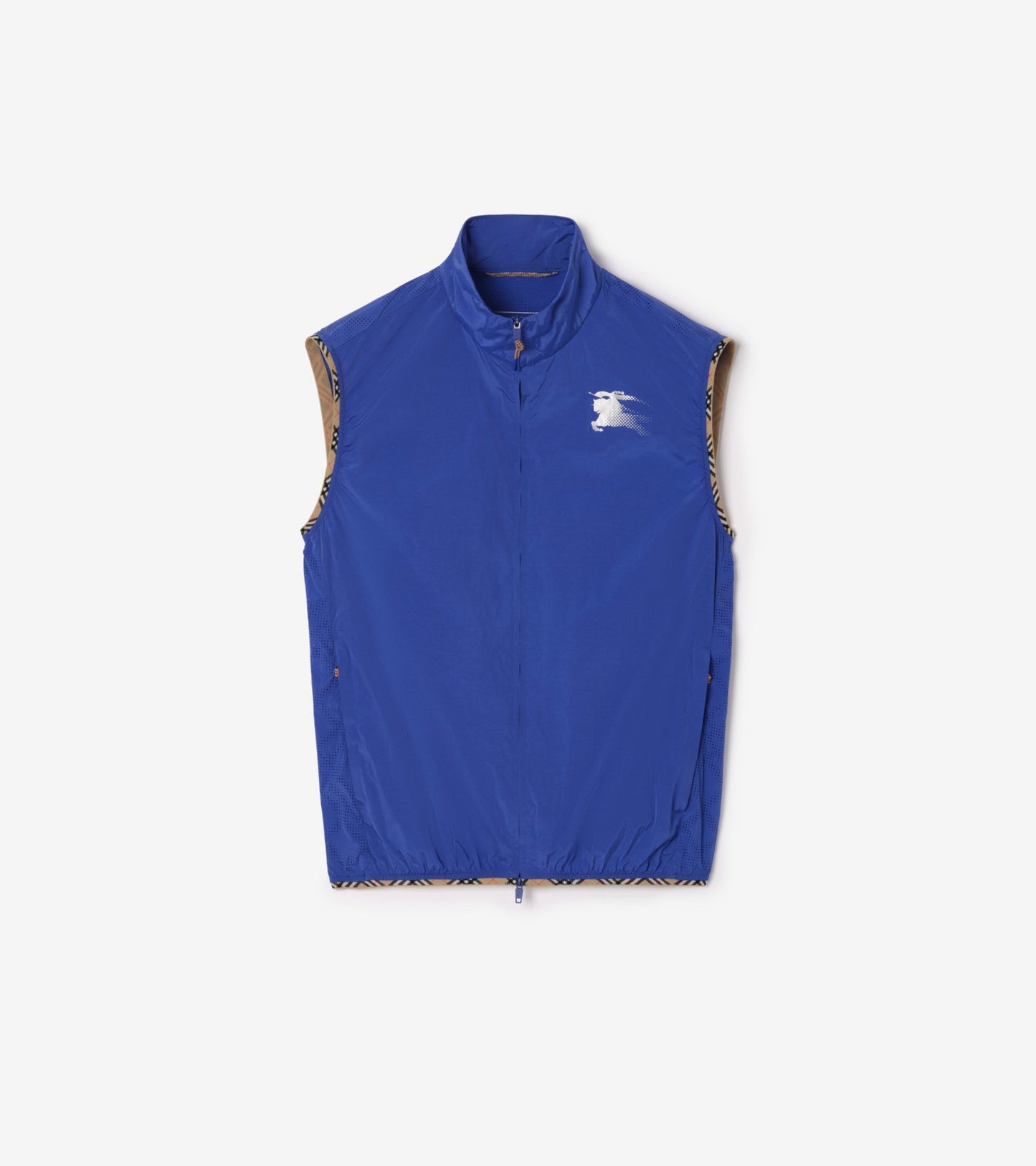 Check Trim Nylon Gilet in Black