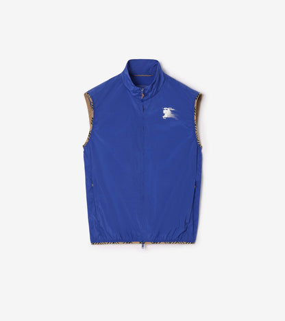 Check Trim Nylon Gilet in Black