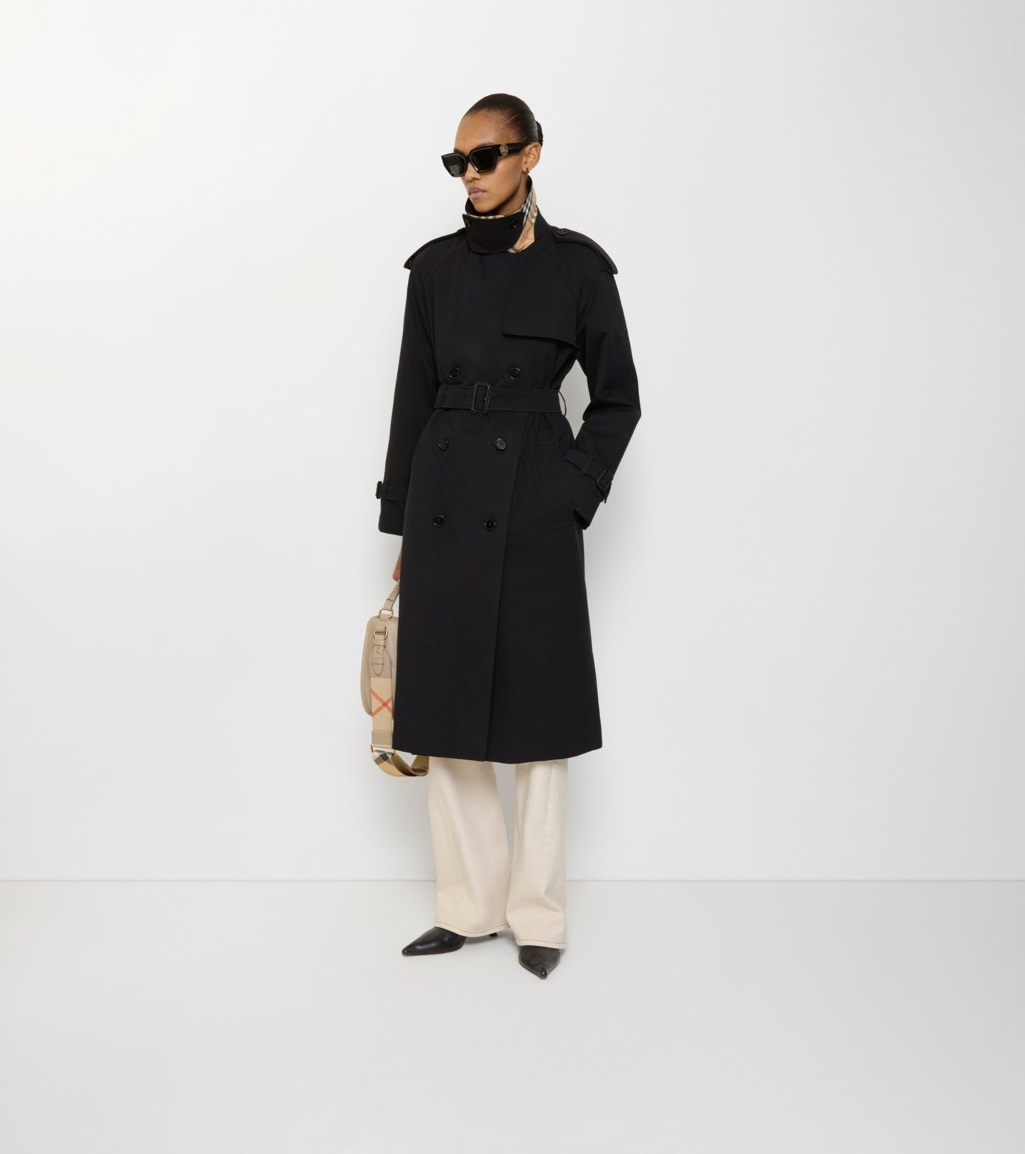 Long Castleford Trench Coat in Black