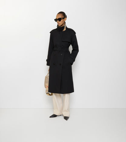 Long Castleford Trench Coat in Black