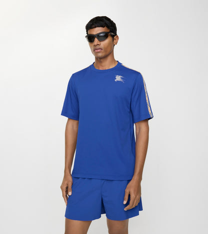Check Trim Jersey T-shirt in Knight blue