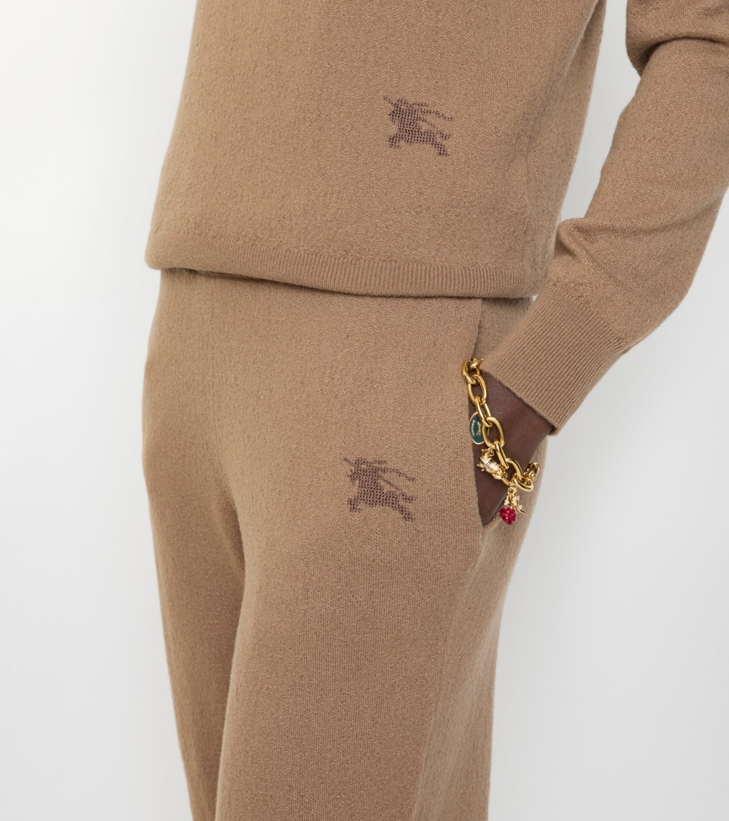 Wool Blend Track Pants in Camel