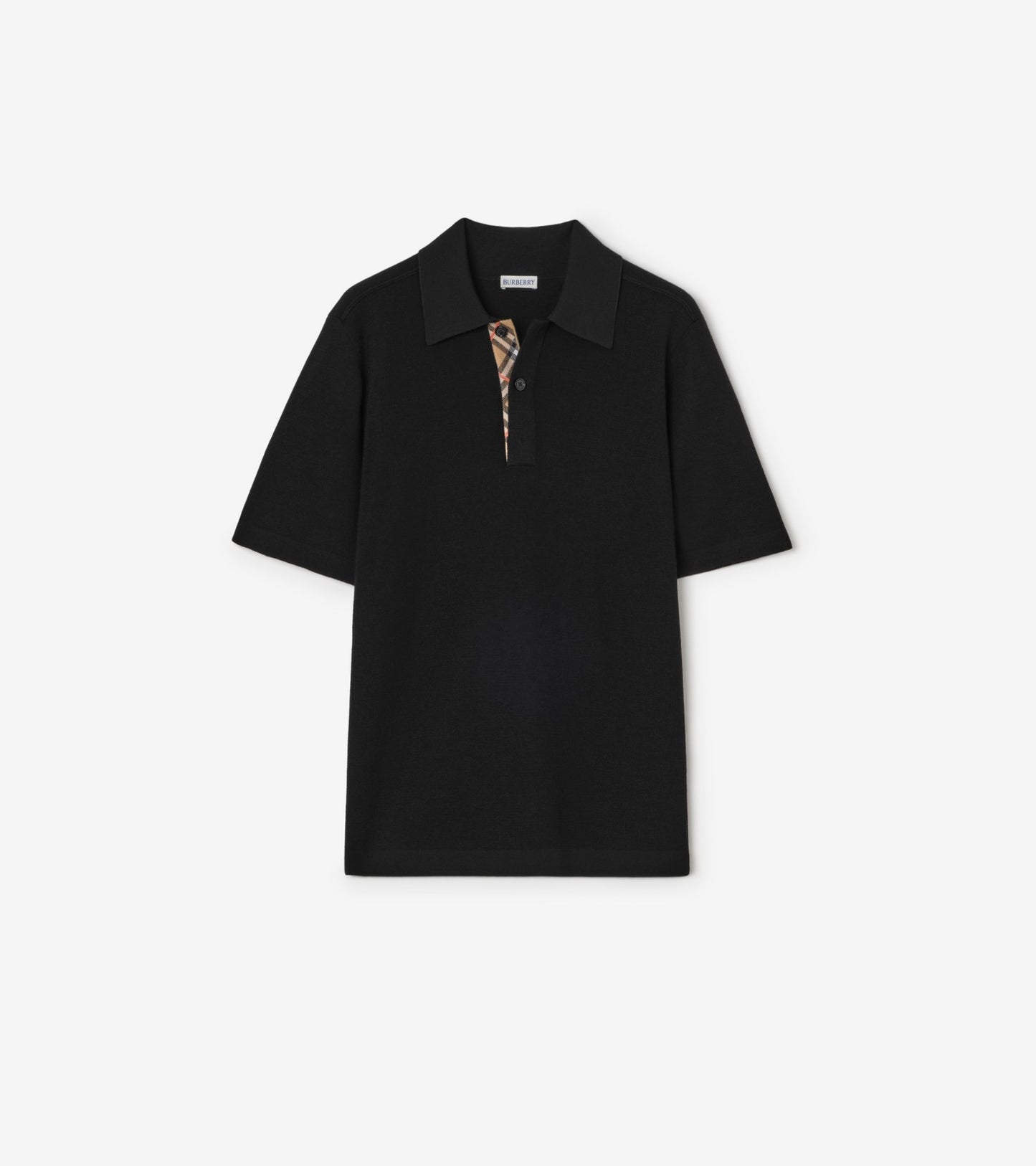 Wool Polo Shirt in Black