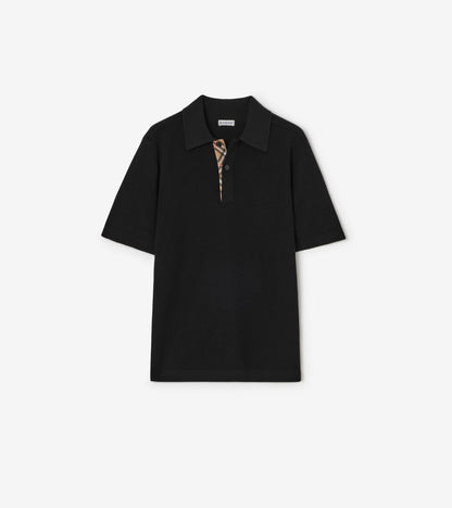 Wool Polo Shirt in Black