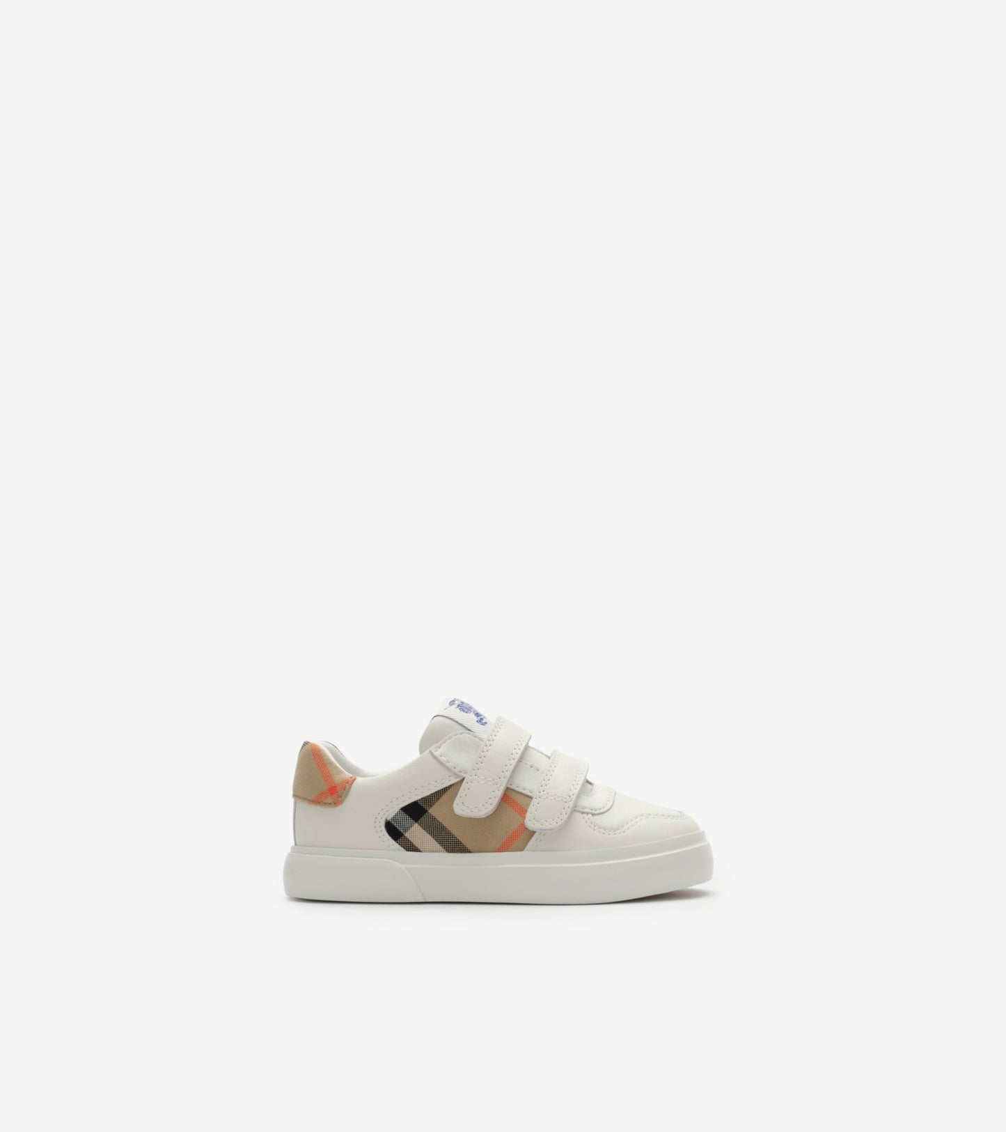 Check and Leather Sneakers in Sand beige - Children