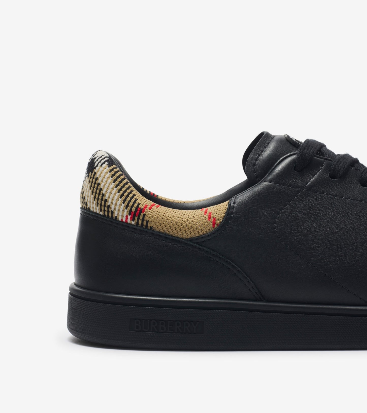 Leather Set Sneakers in Black/sand beige