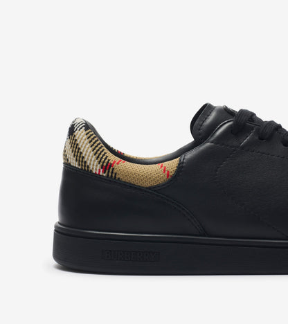 Leather Set Sneakers in Black/sand beige