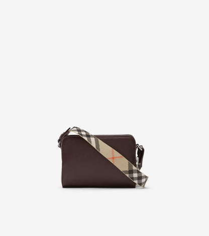 Pop Check Crossbody Bag in Peat brown/sand beige