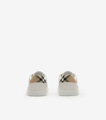 Check and Leather Sneakers in Sand beige - Children