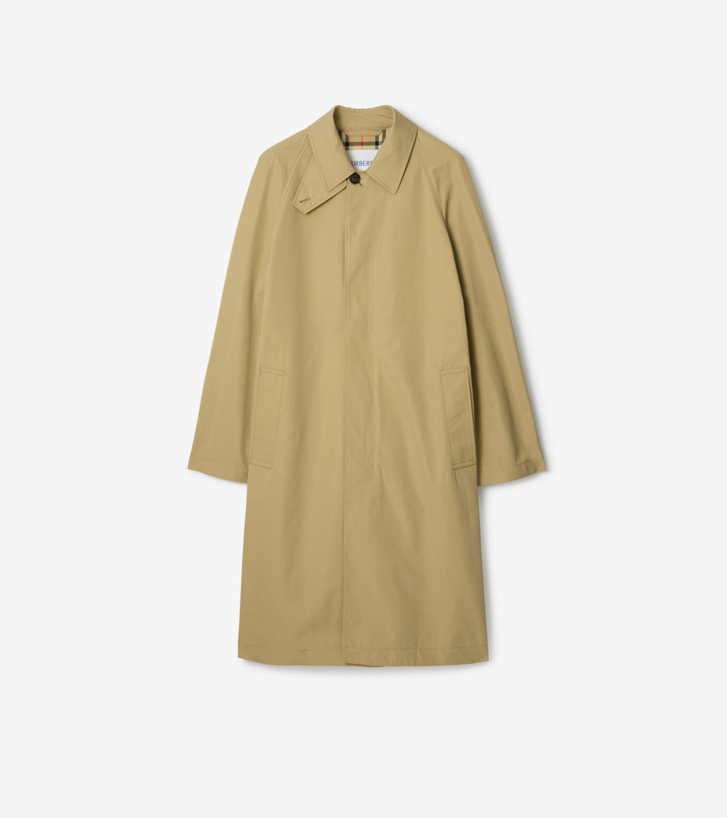 Long Cotton Car Coat in Hamper beige