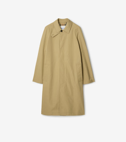 Long Cotton Car Coat in Hamper beige