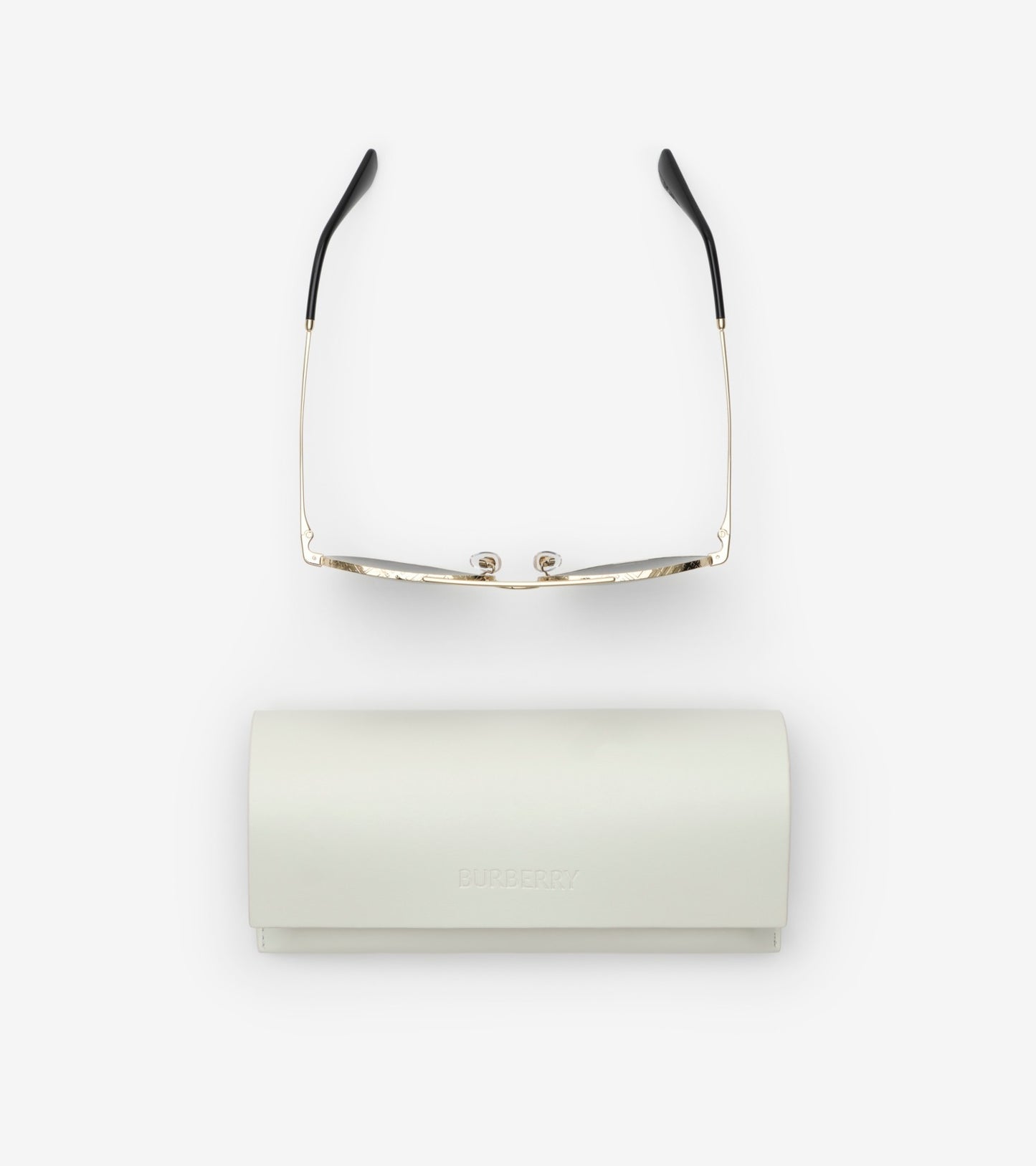 Metal Check Aviator Sunglasses in Light gold