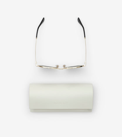 Metal Check Aviator Sunglasses in Light gold